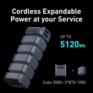 Segway Portable Power Station Cube 2000, 2200W AC Outlets, 2048Wh LiFePO4 Battery, Expandable Battery Capacity up to 5kWh Solar Generator for Camping, Home Backup, Power Outages, Off-grid view 4