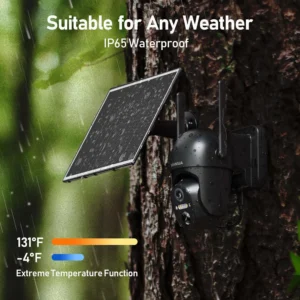 SEHMUA 4G LTE Cellular Solar Security Camera Wireless Outdoor, No Wi-Fi Solar Powered Camera, 360° Live View, 2K Color Night Vision, PIR Motion Sensor, Two-Way Talk, Built-in SIM Card view 7