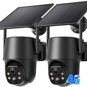 SEHMUA 4G LTE Cellular Solar Security Camera Wireless Outdoor, No Wi-Fi Solar Powered Camera, 360° Live View, 2K Color Night Vision, PIR Motion Sensor, Two-Way Talk, Built-in SIM Card