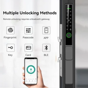 Sliding Glass Door Lock 2085 Ultra-Slim eLinkSmart Waterproof Keyless Mortise Smart Lock with Hook for Door Thickness 22~110mm (0.87"-4.33"), Aluminum Keypad Fingerprint Patio Door Tuya App view 3
