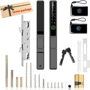 Sliding Glass Door Lock 2085 Ultra-Slim eLinkSmart Waterproof Keyless Mortise Smart Lock with Hook for Door Thickness 22~110mm (0.87"-4.33"), Aluminum Keypad Fingerprint Patio Door Tuya App view 6