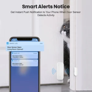 Smart WiFi Door Sensor: Wireless Window Sensor with App Notification Alert, Tuya Door Open Contact Sensor for Home Security, No Hub Required, Compatible with Alexa Google Assistant view 2