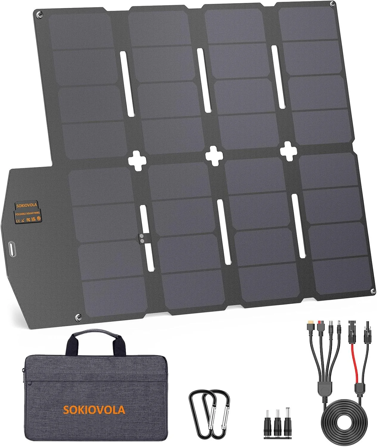 SOKIOVOLA 100W foldable solar panel in outdoor setting