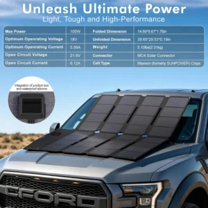 SOKIOVOLA 100W Portable Solar Panel MC-4 Foldable Solar Panel Charger Kits 18V IP68 Waterproof Lightweight and Compact for Small Power Station RV Travel Outdoor Activities view 2