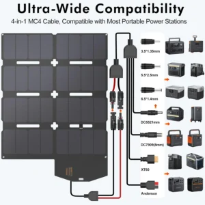 SOKIOVOLA 100W Portable Solar Panel MC-4 Foldable Solar Panel Charger Kits 18V IP68 Waterproof Lightweight and Compact for Small Power Station RV Travel Outdoor Activities view 3