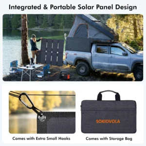 SOKIOVOLA 100W Portable Solar Panel MC-4 Foldable Solar Panel Charger Kits 18V IP68 Waterproof Lightweight and Compact for Small Power Station RV Travel Outdoor Activities view 5