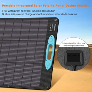 SOKIOVOLA 200W Portable Solar Panels for Power Station, IP68 Waterproof ETFE Foldable Solar Panel Kit 25% High Conversion Efficiency Solar Panel for Camping Outdoor RV Blackout view 2