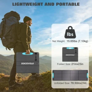 SOKIOVOLA 200W Portable Solar Panels for Power Station, IP68 Waterproof ETFE Foldable Solar Panel Kit 25% High Conversion Efficiency Solar Panel for Camping Outdoor RV Blackout view 3