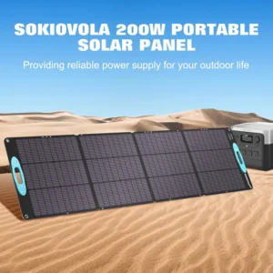 SOKIOVOLA 200W Portable Solar Panels for Power Station, IP68 Waterproof ETFE Foldable Solar Panel Kit 25% High Conversion Efficiency Solar Panel for Camping Outdoor RV Blackout view 7