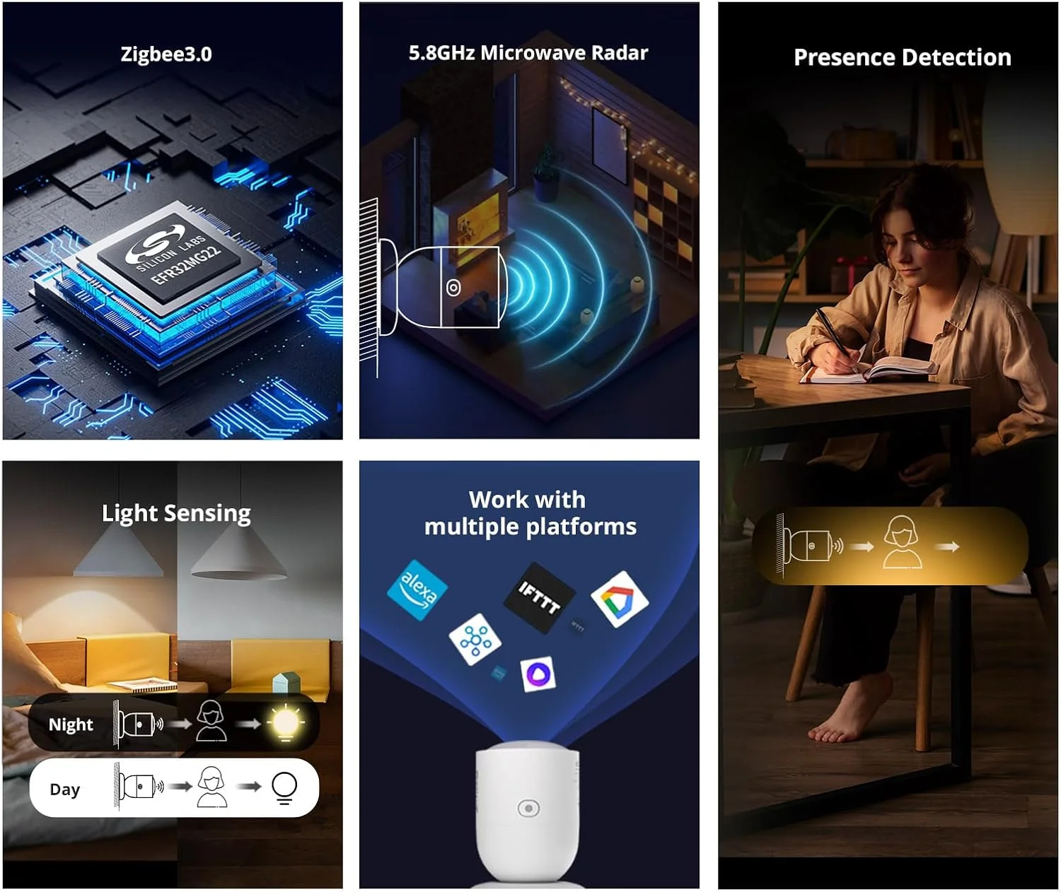 Built-in light sensor for energy-saving automation