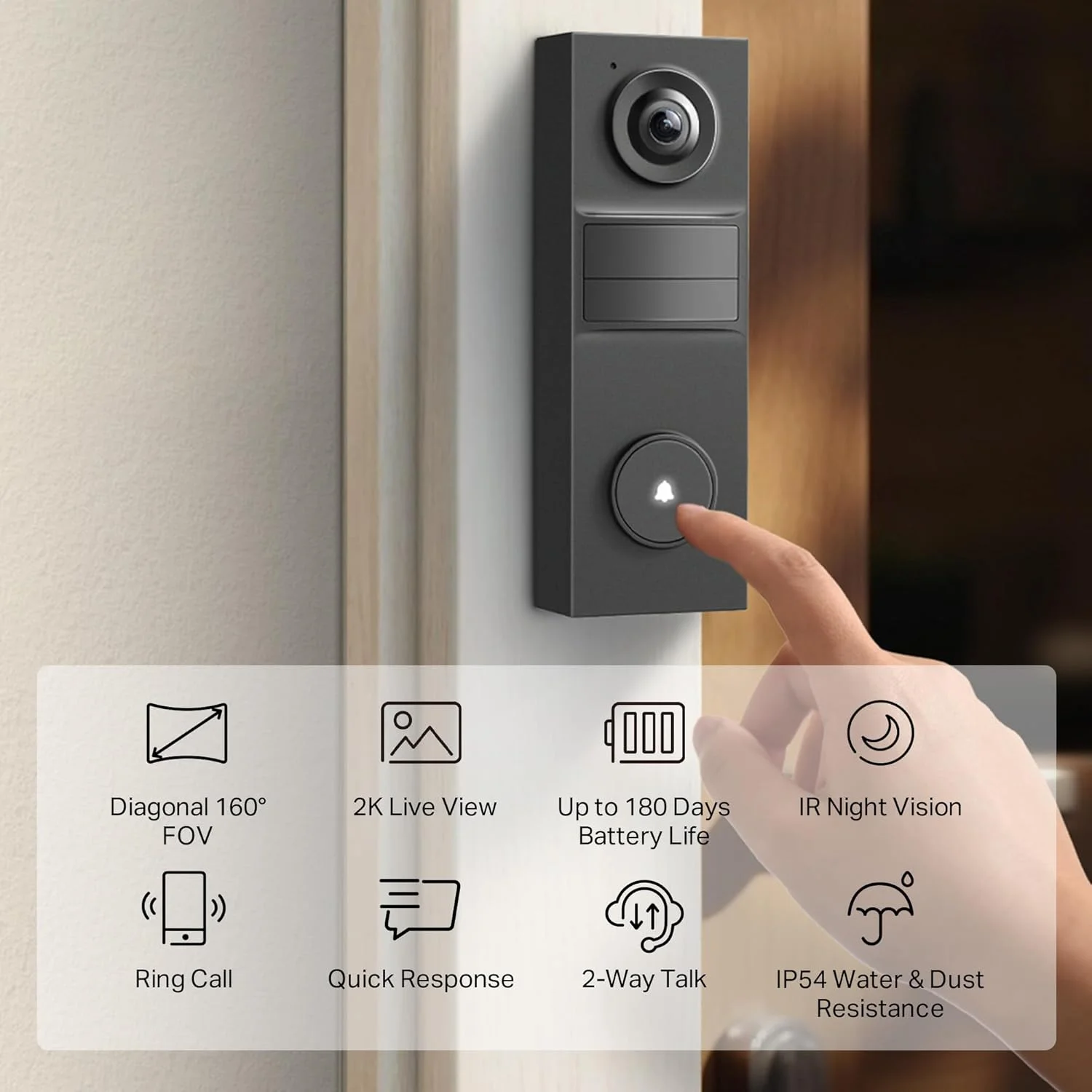 Tapo 2K doorbell night vision capability