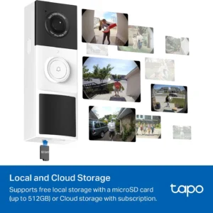 Tapo 2K Wireless Smart Video Doorbell with Chime - 160° Ultra-Wide View,Person Detection, Ring Call, 2-Way Audio, Subscription-Free Local Storage/Optional Cloud, Motion Only Alert, D210 view 4