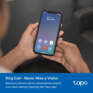 Tapo 2K Wireless Smart Video Doorbell with Chime - 160° Ultra-Wide View,Person Detection, Ring Call, 2-Way Audio, Subscription-Free Local Storage/Optional Cloud, Motion Only Alert, D210 view 5