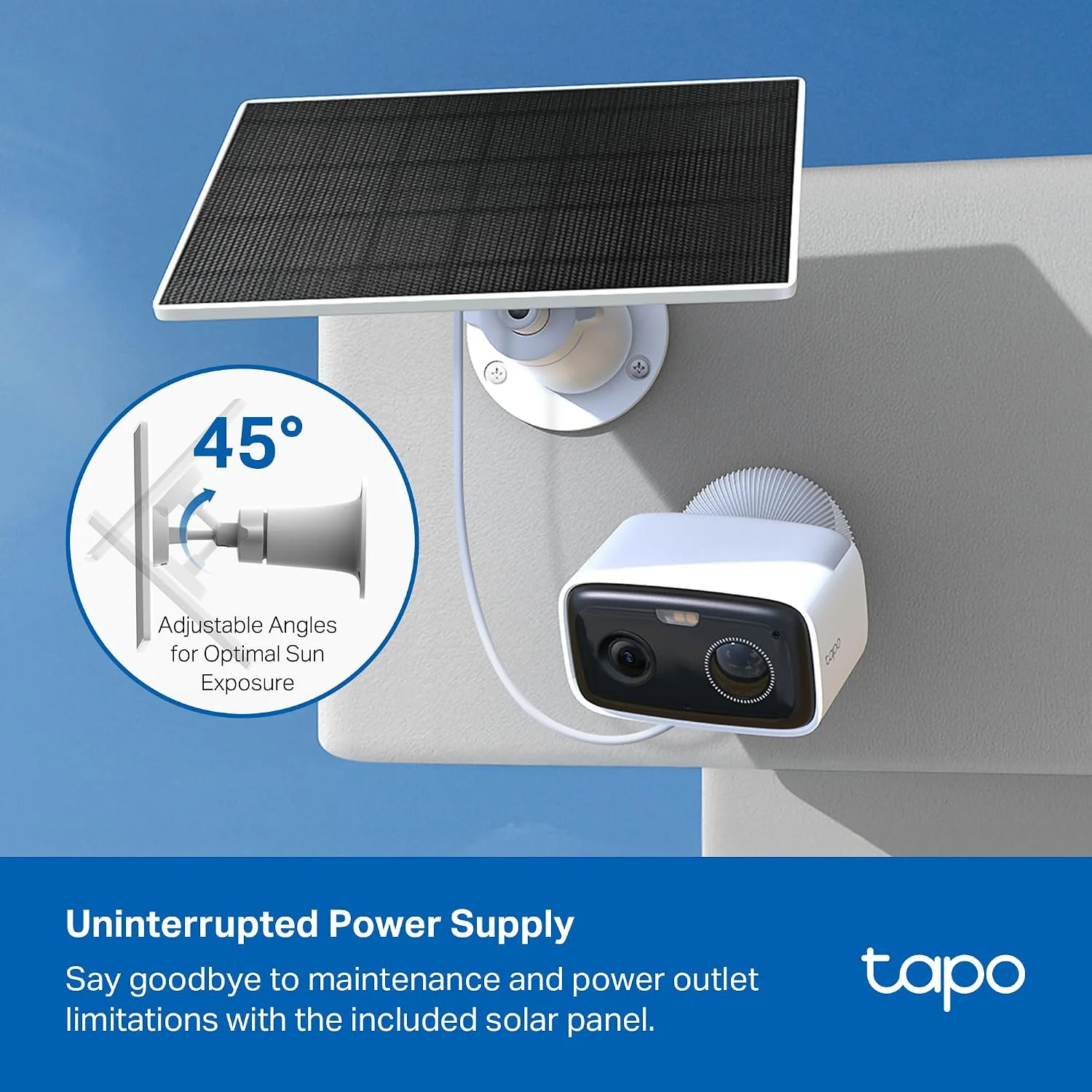 Solar panel charging the Tapo C400 camera