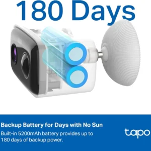 Tapo TP-Link C400 KIT Outdoor Battery Camera w/Solar Panel Base, Wireless, 1080P, Free Person/Vehicle Detection, SD/Cloud Storage, Color Night Vision, No Hub Needed, Works w/Alexa view 3