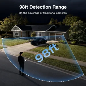 TKENPRO Solar Security Cameras Wireless Outdoor, 2.4GHz Wi-Fi, 24/7 Continuous Recording, Human Auto Tracking, Outdoor Camera Wireless with 2K Color Night Vision, 360° Panoramic View view 3