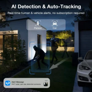TKENPRO Solar Security Cameras Wireless Outdoor, 2.4GHz Wi-Fi, 24/7 Continuous Recording, Human Auto Tracking, Outdoor Camera Wireless with 2K Color Night Vision, 360° Panoramic View view 5
