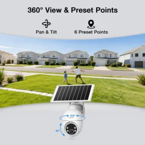 TKENPRO Solar Security Cameras Wireless Outdoor, 2.4GHz Wi-Fi, 24/7 Continuous Recording, Human Auto Tracking, Outdoor Camera Wireless with 2K Color Night Vision, 360° Panoramic View view 6