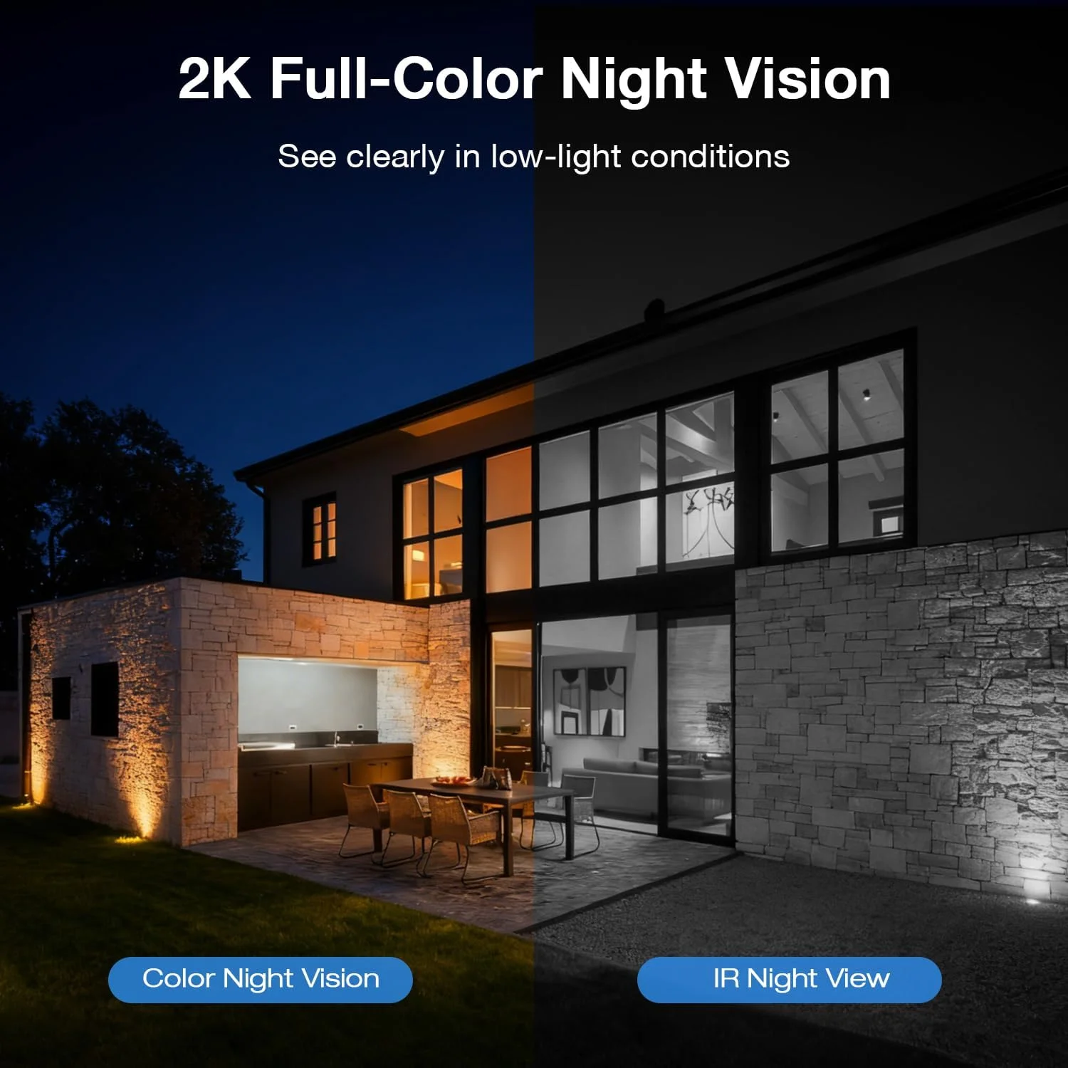 TKENPRO Solar Security Cameras Wireless Outdoor, 2.4GHz Wi-Fi, 24/7 Continuous Recording, Human Auto Tracking, Outdoor Camera Wireless with 2K Color Night Vision, 360° Panoramic View view 7