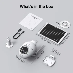 TKENPRO Solar Security Cameras Wireless Outdoor, 2.4GHz Wi-Fi, 24/7 Continuous Recording, Human Auto Tracking, Outdoor Camera Wireless with 2K Color Night Vision, 360° Panoramic View