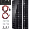 Topsolar Solar Panel Kit 100 Watt 12 Volt Monocrystalline Off Grid System for Homes RV Boat + 30A 12V/24V Solar Charge Controller +Solar Cables + Z-Bracket for Mounting