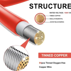 Twin Wire 30FT Solar Extension Cable - 10AWG (6mm²) Solar Panel Connector, with 6 Pairs-IP67-Male/Female Solar connectors for Outdoor Automotive RV Boat Marine Solar Panel- Black & Red view 3
