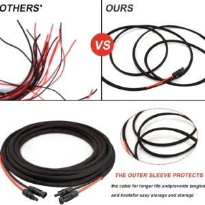 Twin Wire 30FT Solar Extension Cable - 10AWG (6mm²) Solar Panel Connector, with 6 Pairs-IP67-Male/Female Solar connectors for Outdoor Automotive RV Boat Marine Solar Panel- Black & Red view 4