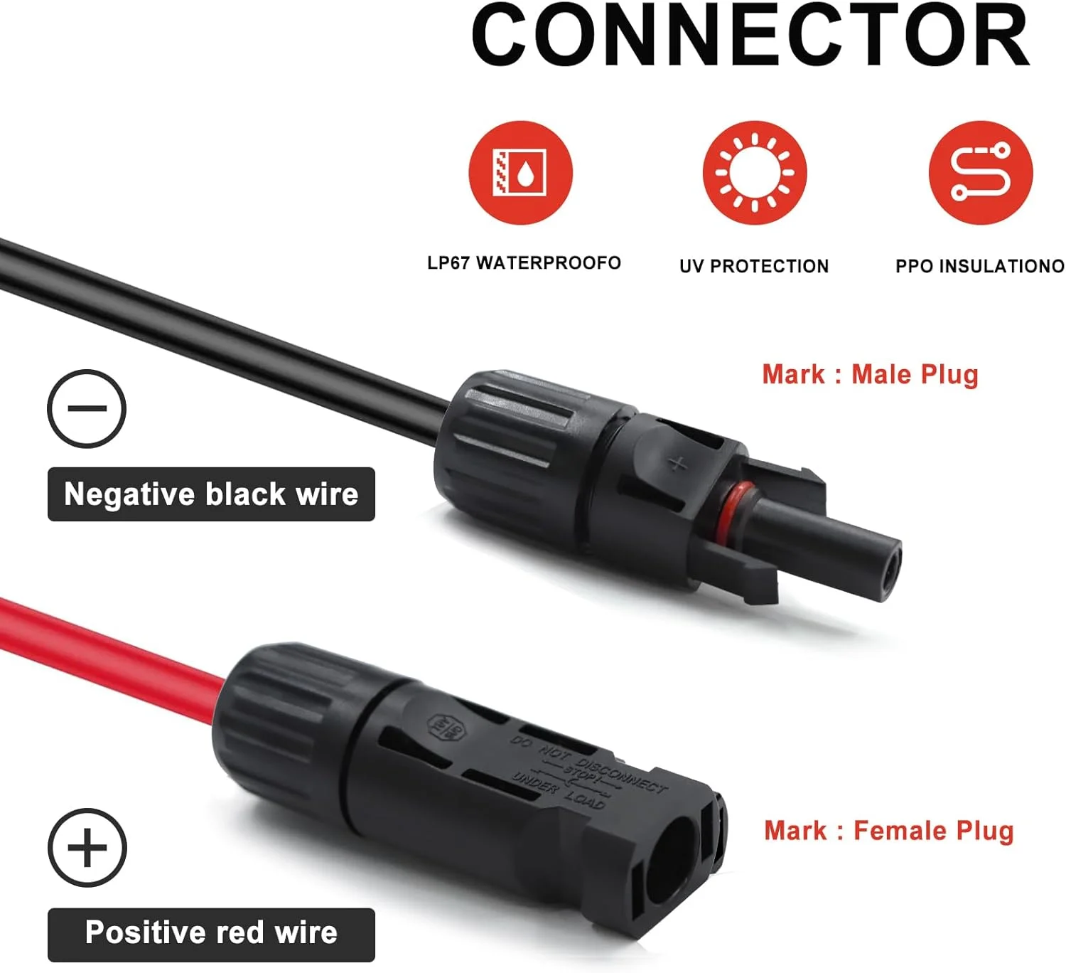 IP67 male and female solar connectors