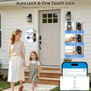Veise RZ07 Fingerprint Smart Lock, 7-in-1 Smart Locks for Front Door, Keyless Entry Door Lock with App Control & Auto-Lock, Biometric Electronic Touchscreen Keypad Deadbolt, Matte Black view 3