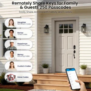 Veise RZ07 Fingerprint Smart Lock, 7-in-1 Smart Locks for Front Door, Keyless Entry Door Lock with App Control & Auto-Lock, Biometric Electronic Touchscreen Keypad Deadbolt, Matte Black view 6