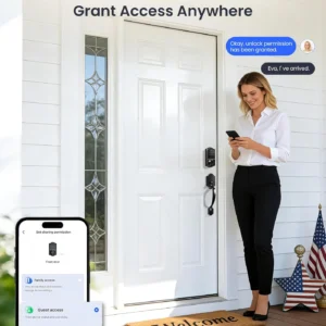 Veise VE017 Fingerprint Smart Door Lock, App Control, 8-in-1 Keyless Entry, Auto Lock, Emergency Power Port, Electronic Touchscreen Keypad, Biometric Smart Locks for Front Door, Matte Black view 7