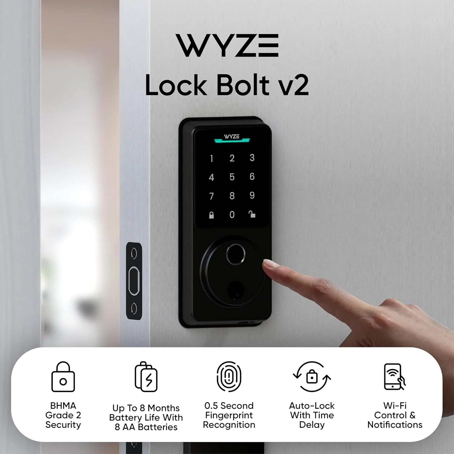 Wyze Auto-Lock Bolt v2 - Fingerprint Scanner