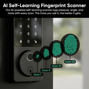 Wyze Auto-Lock Bolt v2, Fingerprint Keyless Entry Smart Lock, AI Learning Scanner with Wi-Fi Front Door Lock Deadbolt, Auto-Lock, 8 Months Battery, BHMA2, IP53, Anti-Peep Keypad, Backup Keys view 4