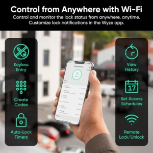 Wyze Auto-Lock Bolt v2, Fingerprint Keyless Entry Smart Lock, AI Learning Scanner with Wi-Fi Front Door Lock Deadbolt, Auto-Lock, 8 Months Battery, BHMA2, IP53, Anti-Peep Keypad, Backup Keys view 5