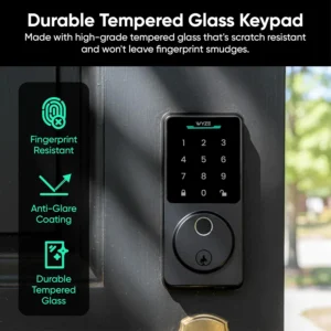 Wyze Auto-Lock Bolt v2, Fingerprint Keyless Entry Smart Lock, AI Learning Scanner with Wi-Fi Front Door Lock Deadbolt, Auto-Lock, 8 Months Battery, BHMA2, IP53, Anti-Peep Keypad, Backup Keys view 6