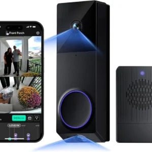 WYZE Wireless Duo Cam Video Doorbell (Chime Included), Battery Powered, 2K Full HD Video, 2 Cameras (People and Package), 2-Way Audio, Color Night Vision view 1