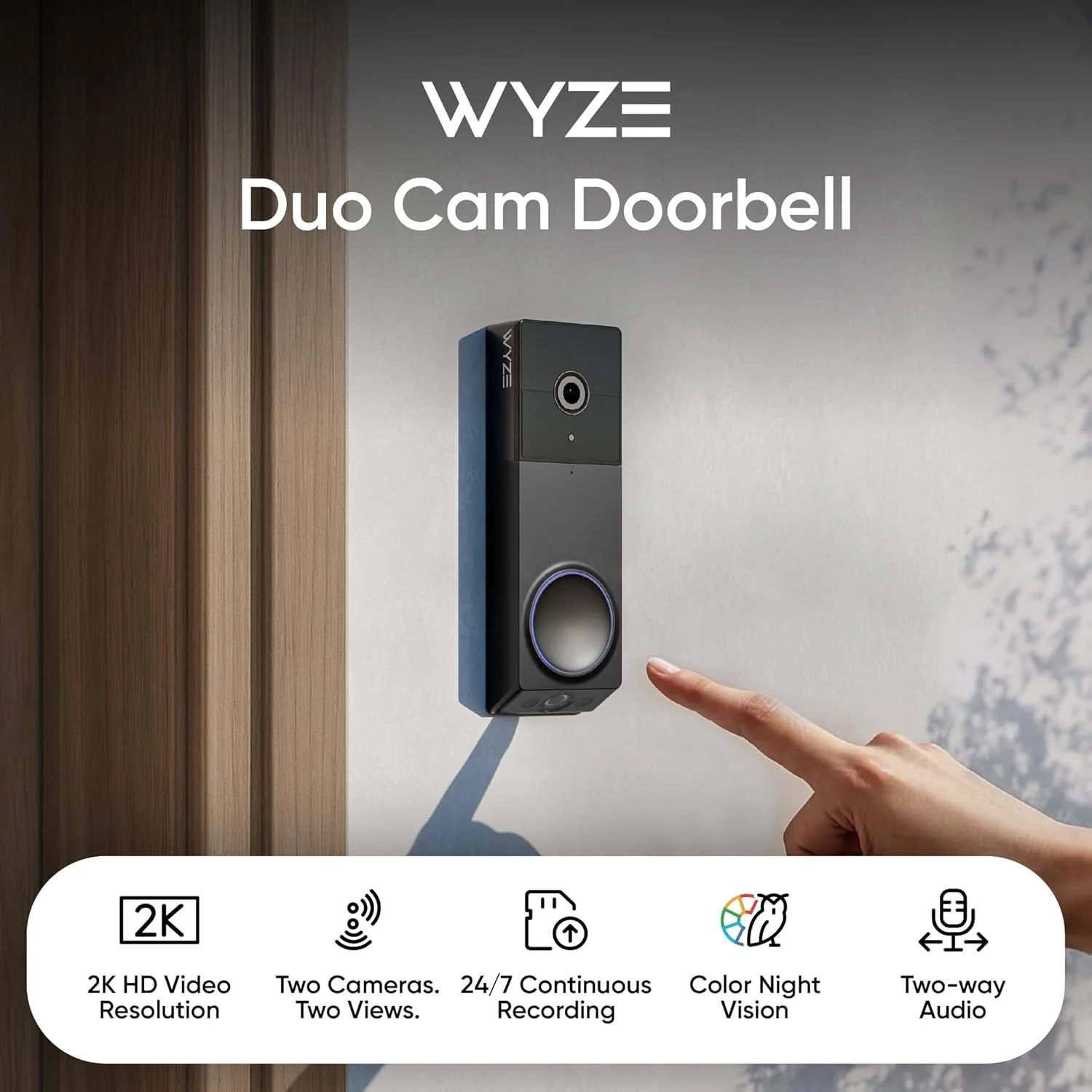 2K resolution color night vision doorbell footage