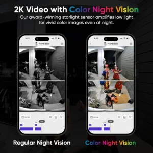 WYZE Wireless Duo Cam Video Doorbell (Chime Included), Battery Powered, 2K Full HD Video, 2 Cameras (People and Package), 2-Way Audio, Color Night Vision view 4