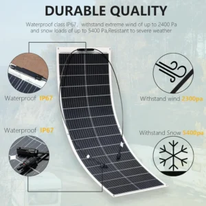 XINPUGUANG Solar Panel 200W 12V Flexible System Kit,2X100W Monocrystalline Fiberglass Module 20A Controller Extension Cable for Off Grid Home,RV,Caravan,Boat and Other Battery Charger（200W view 5