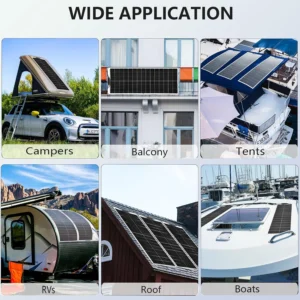 XINPUGUANG Solar Panel 200W 12V Flexible System Kit,2X100W Monocrystalline Fiberglass Module 20A Controller Extension Cable for Off Grid Home,RV,Caravan,Boat and Other Battery Charger（200W view 7