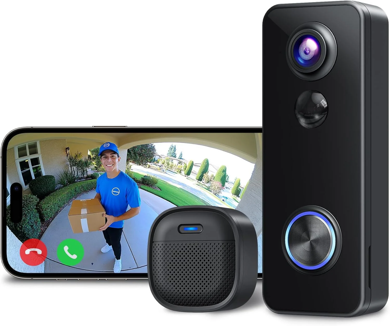 XTU 2K Wireless Video Doorbell monitoring a front porch