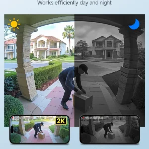XTU Battery Doorbell, 180° Head-to-Toe Video, Live View with Two-Way Talk, No Monthly Fee, 2.4G Wi-Fi with Chime, Local/Cloud Storage, Human Detection, Compatible with Alexa & Google Home view 2