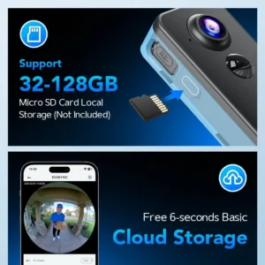 XTU Battery Doorbell, 180° Head-to-Toe Video, Live View with Two-Way Talk, No Monthly Fee, 2.4G Wi-Fi with Chime, Local/Cloud Storage, Human Detection, Compatible with Alexa & Google Home view 4