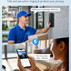 XTU Battery Doorbell, 180° Head-to-Toe Video, Live View with Two-Way Talk, No Monthly Fee, 2.4G Wi-Fi with Chime, Local/Cloud Storage, Human Detection, Compatible with Alexa & Google Home view 5