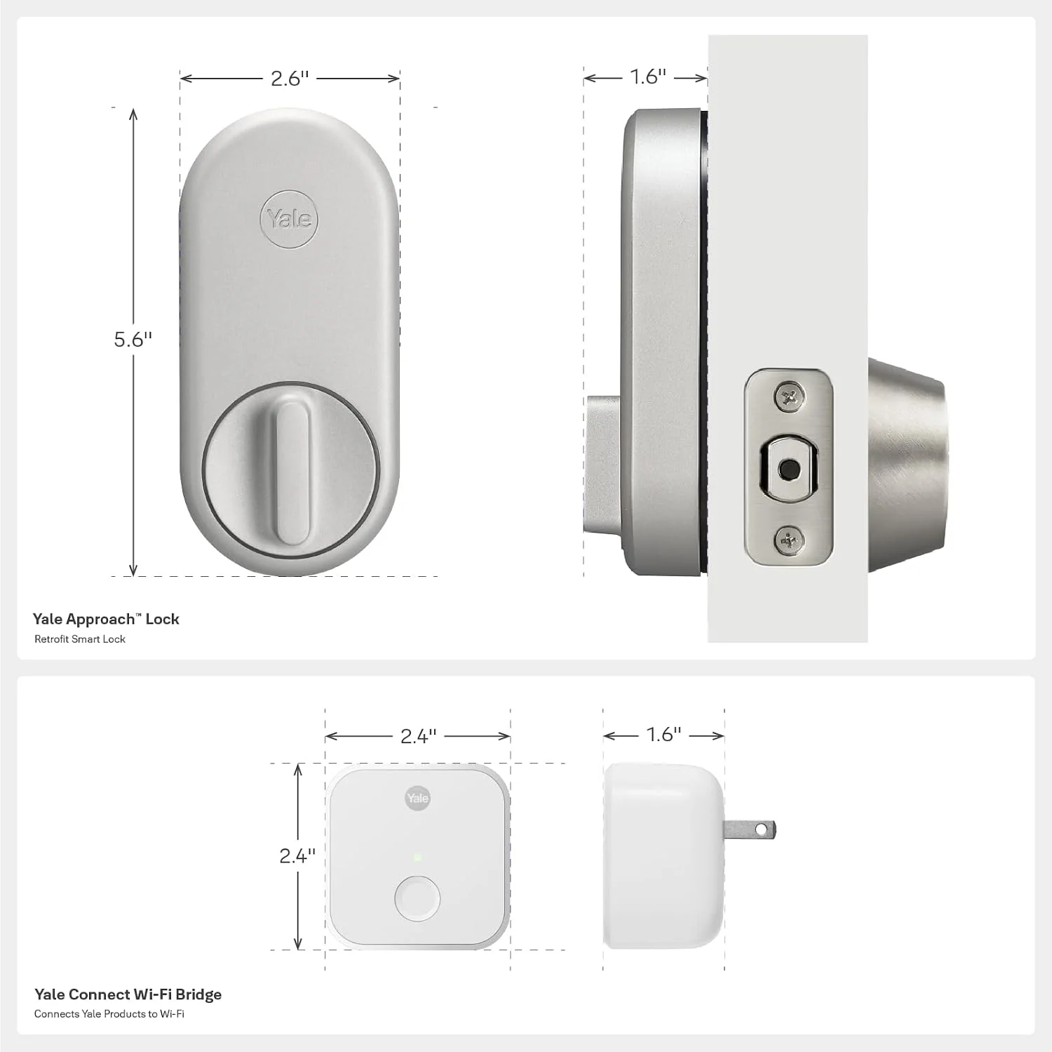Yale Approach Smart Wi-Fi Deadbolt Retrofit Smart Lock, Unlimited Virtual Keys, App Remote Control, Keyless Entry - Silver