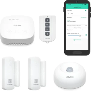 YoLink Home Security System, Wireless Smart DIY Alarm System, with App/Email/Limited SMS Alert, 5 Pieces-Kit (Speaker Hub, Door Window Sensor, Motion Sensor, AlarmFob), 2.4GHz Wi-Fi Required view 1